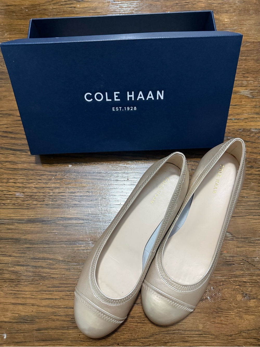 Cole Haan Elsie Cap Toe Wedge II Gold US 7.5 B